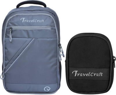 Travelcraft 15.6 inch Laptop Backpack(Grey, Black), Black;grey