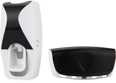 PERFECT SHOPO NEW MODEL Best Quality Automatic Toothpaste Dispenser & 5 Toothbrush Holder Plastic Toothbrush Holder(Black, Wall Mount)