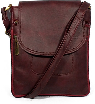 Barsha Girls Casual Maroon Leatherette Sling Bag