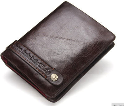CONTACTS Men Brown Genuine Leather Wallet(8 Card Slots)
