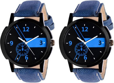 Miss Perfect Leather Blue 003 pack of 2 combo for boys watches Watch - For Boys