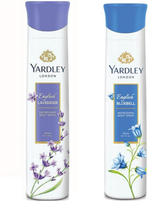 Yardley English Lavender And English Bluebell Body Spray - For Women(150 ml, Pack of 2)
Yardley English Lavender And English Bluebell Body Spray - For Women(150 ml, Pack of 2)