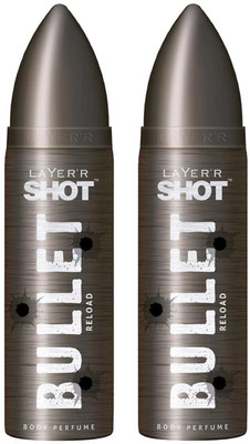 Layerr Shot Bullet Reload Perfume Body Spray Pack of 2 Combo (120ML each) Perfume Body Spray - For Men(240 ml, Pack of 2)
Layerr Shot Bullet Reload Perfume Body Spray Pack of 2 Combo (120ML each) Perfume Body Spray - For Men(240 ml, Pack of 2)