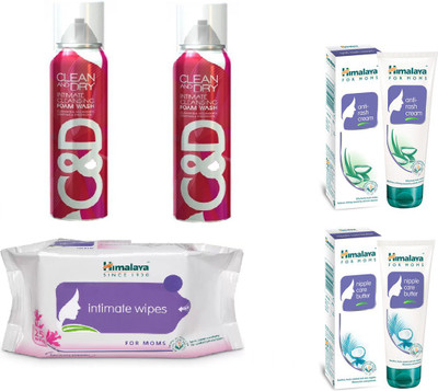 Himalaya Clean And Dry Foam Wash, Anti Rash Cream, Intimate Wipes, Nipple Care Butter(Set of 5)
Himalaya Clean And Dry Foam Wash, Anti Rash Cream, Intimate Wipes, Nipple Care Butter(Set of 5)