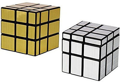 Three Mask 3x3x3 Mirror Speed Cube Gold & Silver Puzzles Collection Pack for Christmas Gift (2 Pieces)(2 Pieces)