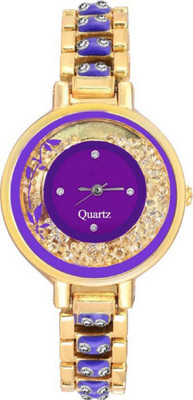 Rage Enterprise Stylish Purple Dial Gold Bracelet Fancy Girls Watch - For Men & Women