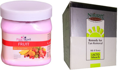 NATURE ESSENCE Lacto Bleach 100gm, Pink Root Fruit Skin Cream 500ml(Set of 2)