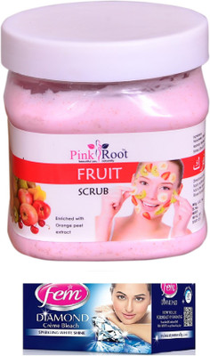 FEM Diamond Bleach, Pink Root Fruit Scrub 500ml(Set of 2)