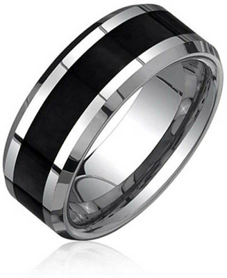 Bling Jewelry Tungsten Black Silver Plated Ring
