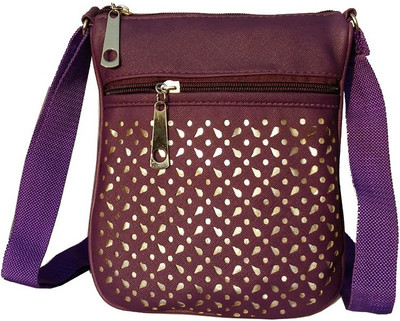 SURMOUNT Girls Casual Purple Leatherette Sling Bag