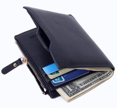 pidengbao Men Black Genuine Leather Wallet(9 Card Slots)