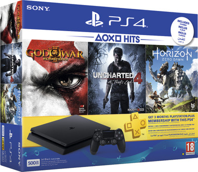 Sony PS4 500 GB with Horizon Zero Dawn, Uncharted 4 and God of War III: Remastered(Jet Black)
Sony PS4 500 GB with Horizon Zero Dawn, Uncharted 4 and God of War III: Remastered(Jet Black)