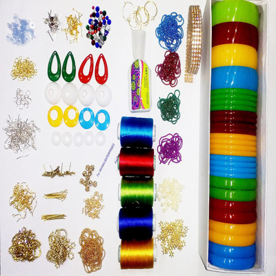Valuebuy Silk thread bangle , earings making combo designing kit with all materials & multiple accessories- with mixed bangles
Valuebuy Silk thread bangle , earings making combo designing kit with all materials & multiple accessories- with mixed bangles