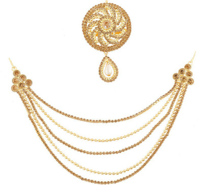 Anuradha Art Jewellery Hair Brooch Hair Pin(Gold)