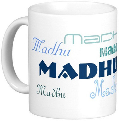 Exoctic Silver MADHU Ceramic Mug(330 ml), White