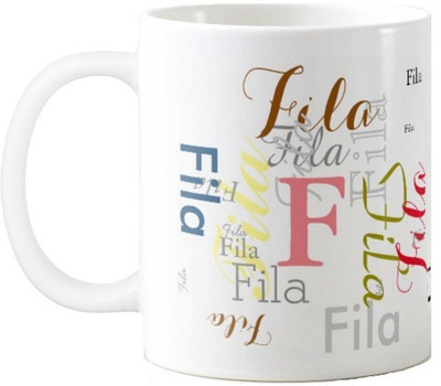 Exoctic Silver Fila Ceramic Mug(330 ml), Multicolor