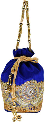 Bagaholics Ethnic Embroidery Clutch Silk Potli Batwa Pouch Bag with Metal Beadwork Gift For Women Potli Potli(Blue)
Bagaholics Ethnic Embroidery Clutch Silk Potli Batwa Pouch Bag with Metal Beadwork Gift For Women Potli Potli(Blue)