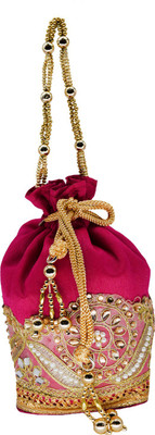 Bagaholics Ethnic Embroidery Clutch Silk Potli Batwa Pouch Bag with Metal Beadwork Gift For Women Potli Potli(Pink)
Bagaholics Ethnic Embroidery Clutch Silk Potli Batwa Pouch Bag with Metal Beadwork Gift For Women Potli Potli(Pink)