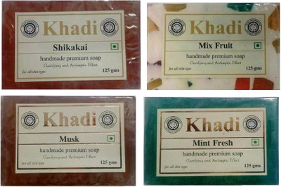 Khadi Shivalik Combo: Shikakai, Mix Fruit, Musk & Mint Fresh Soaps (500GMS)(500 g, Pack of 4)
Khadi Shivalik Combo: Shikakai, Mix Fruit, Musk & Mint Fresh Soaps (500GMS)(500 g, Pack of 4)