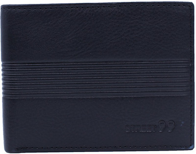Street 99 Men Black Genuine Leather Wallet(12 Card Slots)