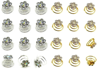 Kauberi Jewels 24pcs Bridal Wedding Prom Silver Crystal Flower Hair Coils Spirals Twists Pins Hair Accessory Set(Silver, Gold)
Kauberi Jewels 24pcs Bridal Wedding Prom Silver Crystal Flower Hair Coils Spirals Twists Pins Hair Accessory Set(Silver, Gold)