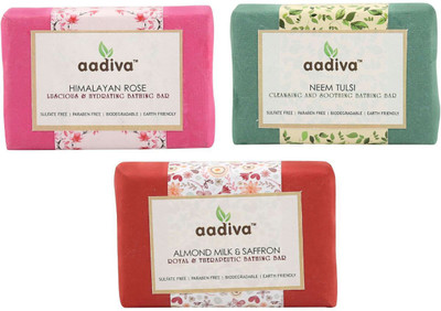 Aadiva Himalayan Rose, Neem Tulsi and Almond Milk & Saffron Soap(300 g, Pack of 3)
Aadiva Himalayan Rose, Neem Tulsi and Almond Milk & Saffron Soap(300 g, Pack of 3)