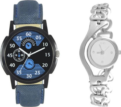 PMAX LEATHER BLUE AND CHAIN SILVER NEW STYLISH FOR Watch - For Men & Women
