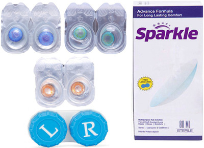 Sparkle 3 Pair Zero Power ( Darkblue, Aqua, Honey ) Monthly(Zero Power, Colored Contact Lenses, Pack of 3)
Sparkle 3 Pair Zero Power ( Darkblue, Aqua, Honey ) Monthly(Zero Power, Colored Contact Lenses, Pack of 3)