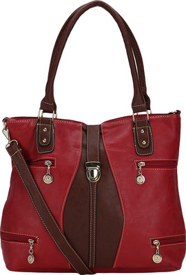 Liza Shoulder Bag(Maroon, Brown), Brown;maroon