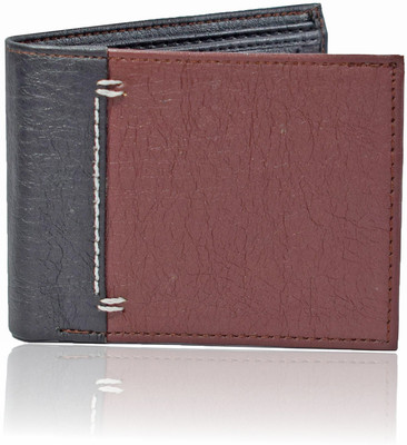 Huntsman Men Black Artificial Leather Wallet(3 Card Slots), Black-brown