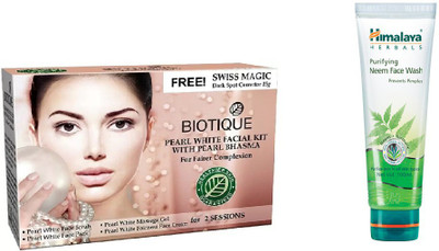 Himalaya Purifying Neem Face Wash, Pearl White Facial Kit(Set of 2)