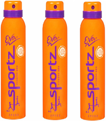 EVA Speed Sportz Set Of 3 Deodorant Spray - For Women(125 ml, Pack of 3)