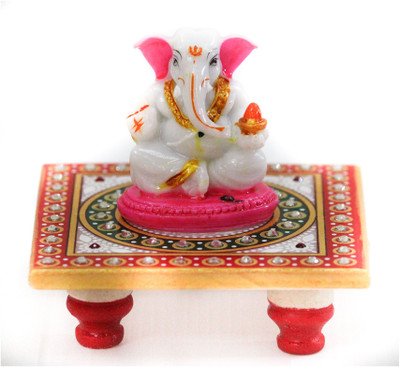 Gaba Trend Lord Ganesha on Kundan Studded Chowki Decorative Showpiece - 10 cm(Marble, White, Pink, Maroon)
Gaba Trend Lord Ganesha on Kundan Studded Chowki Decorative Showpiece - 10 cm(Marble, White, Pink, Maroon)