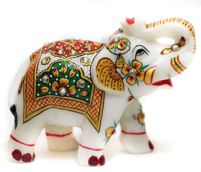 DI-KRAFT Beautifully Hand Crafted Marble Elephant Statue Idol With Meenakari Work Home Decor Set Of 1 Decorative Showpiece - 8 cm(Marble, White, Green, Red)
DI-KRAFT Beautifully Hand Crafted Marble Elephant Statue Idol With Meenakari Work Home Decor Set Of 1 Decorative Showpiece - 8 cm(Marble, White, Green, Red)
