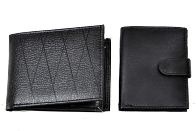 leather plus plus Men Black Genuine Leather Wallet(11 Card Slots)