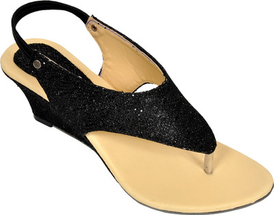 Skoovf Women Black Wedges