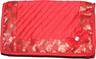 ShopyBucket Orange Bow Heavy Quilted Fabric Jewellery Organizer Box Jewellery, Makeup Vanity Box(Orange)