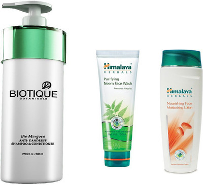 Himalaya Purifying Neem Face Wash, Biotique Anti Dandruff Shampoo & Conditioner, Nourishing Face Moisturizing Lotion(Set of 3)
Himalaya Purifying Neem Face Wash, Biotique Anti Dandruff Shampoo & Conditioner, Nourishing Face Moisturizing Lotion(Set of 3)