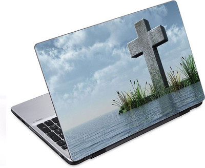 ezyPRNT Concrete crucifix (14 to 14.9 inch) Vinyl Laptop Decal 14