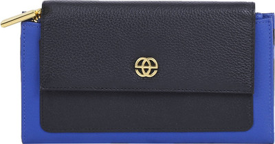 Eske Women Blue Genuine Leather Wallet(6 Card Slots), Blueblack