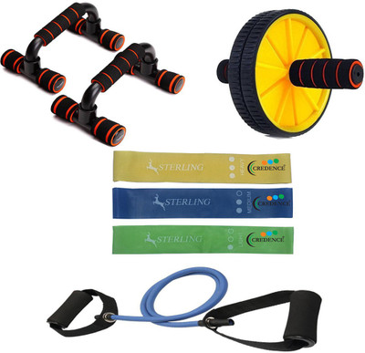 Credence Combo of Push Up Bar , Ab Roller, Toning Tube and Yoga Loop Band Gym & Fitness Kit
