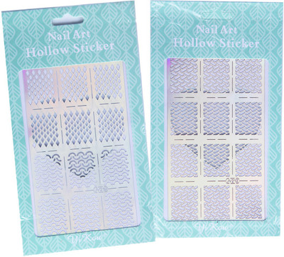 Looks United Pack Of 2 Nail Art Stencils(Silver)