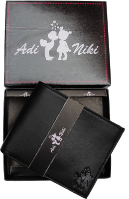 Adi Niki Men Black Genuine Leather Wallet(6 Card Slots)