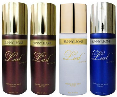 Sunny Leone Two Lust Brown and One Lust White and One Lust Blue Perfume Body Spray Combo for Men Perfume Body Spray - For Men(600 ml, Pack of 4)
Sunny Leone Two Lust Brown and One Lust White and One Lust Blue Perfume Body Spray Combo for Men Perfume Body Spray - For Men(600 ml, Pack of 4)