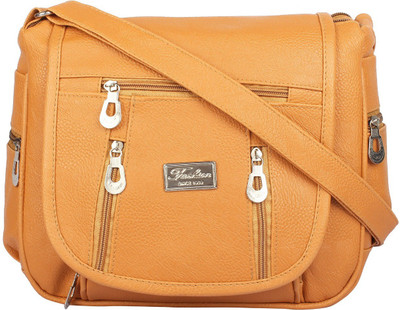 SAHAL Women Casual Tan PU Sling Bag