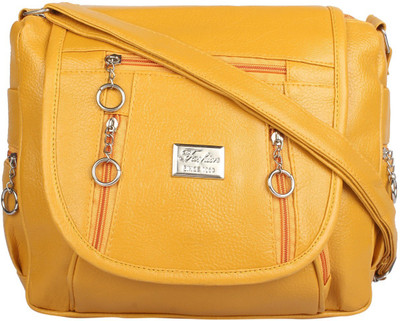 SARA Women Casual Yellow PU Sling Bag