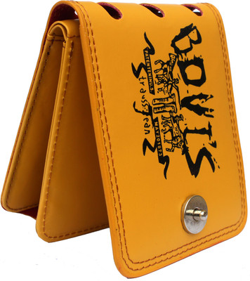 bovi Men Yellow Artificial Leather Wallet(10 Card Slots)