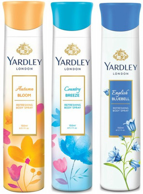 Yardley London One Autumn Bloom & One Country Breeze & One English Bluebell Deodorant Combo for Women Body Spray - For Women(450 ml, Pack of 3)
Yardley London One Autumn Bloom & One Country Breeze & One English Bluebell Deodorant Combo for Women Body Spray - For Women(450 ml, Pack of 3)