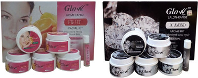 Glow Right (FRUIT FACIAL KIT 300g With DIAMOND FACIAL KIT 300g) 600 g(Set of 6)