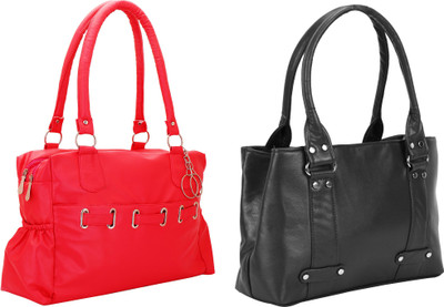 Lady bar Hand-held Bag(Red, Black), Black;red